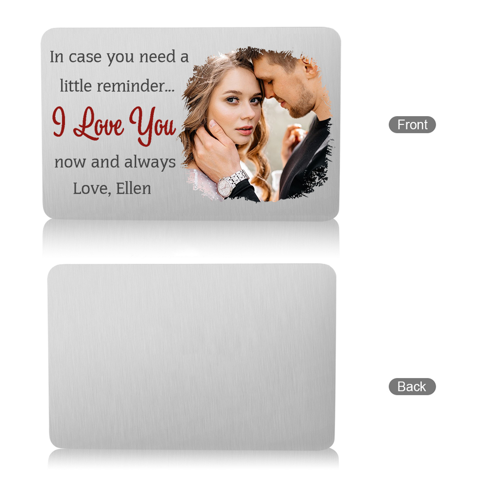 Personalized Couple Photo Alloy Wallet Card Custom with Text Romantic Gift for Loved Ones