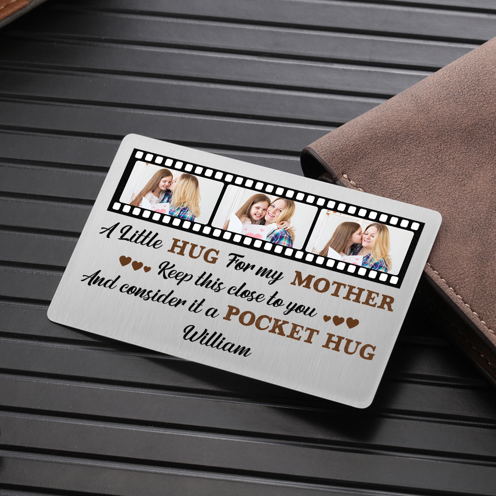 Personalised Wallet Card with Custom Name & 3 Photos Pocket Hug Gift for Mum | Jessemade
