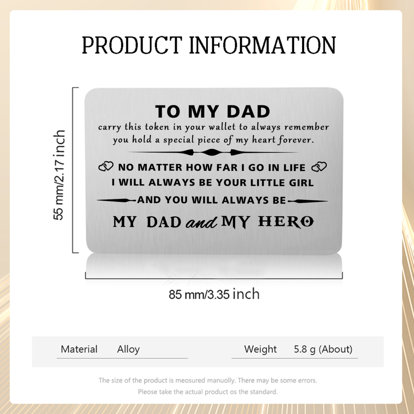 Father’s Day Engraved Wallet Card from Daughter –  Keepsake for Dad | Lorajewel