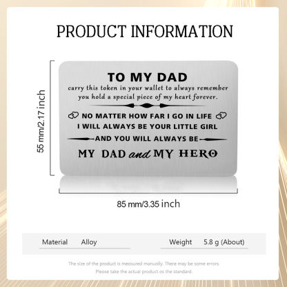 Father’s Day Engraved Wallet Card from Daughter –  Keepsake for Dad | Lorajewel