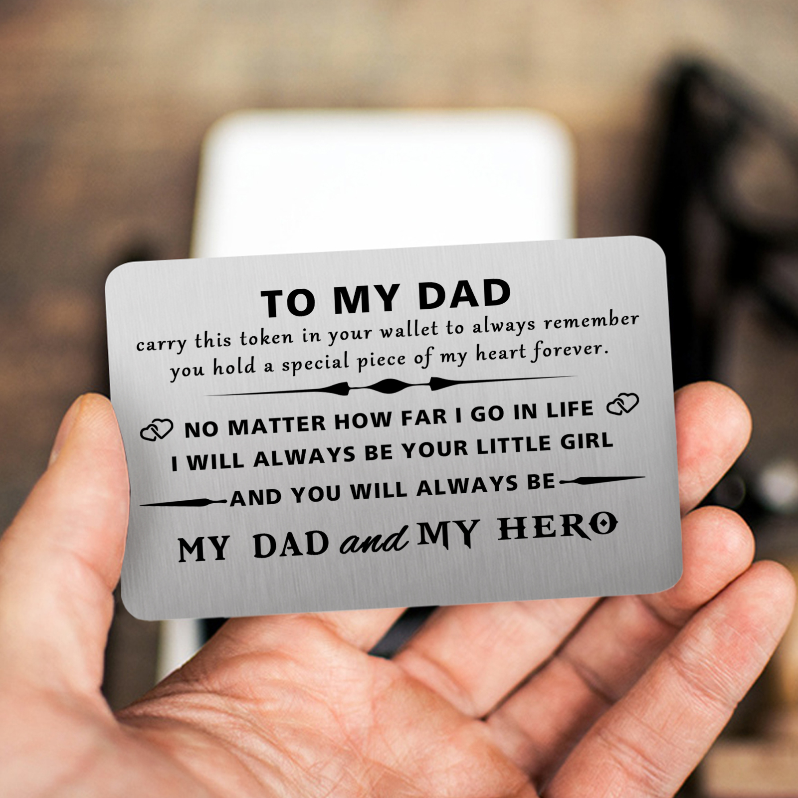 Father’s Day Engraved Wallet Card from Daughter –  Keepsake for Dad | Lorajewel