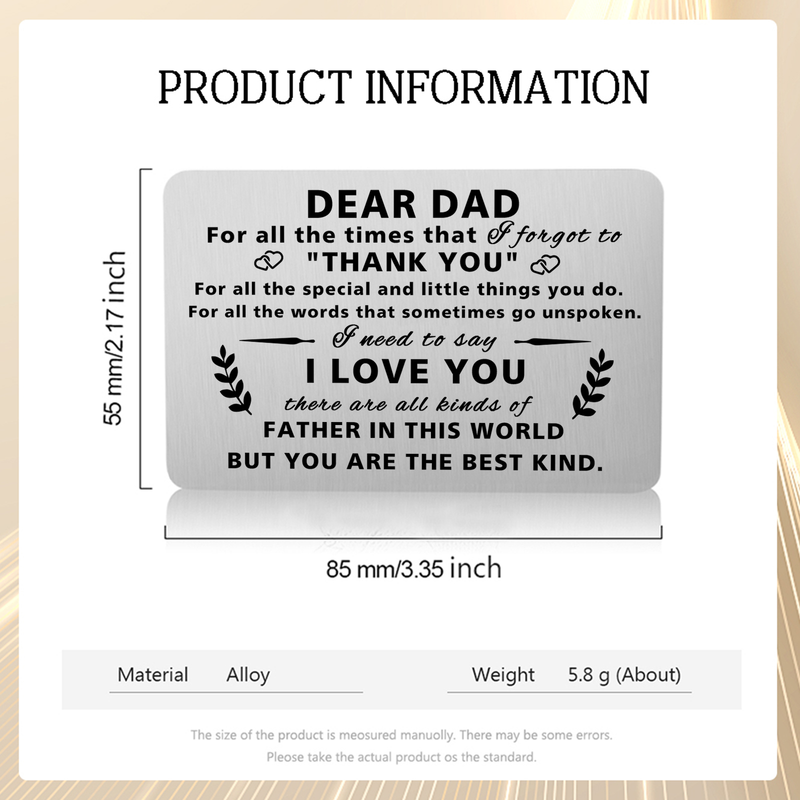 Father’s Day Engraved Wallet Card from Daughter –  Keepsake for Dad | Lorajewel