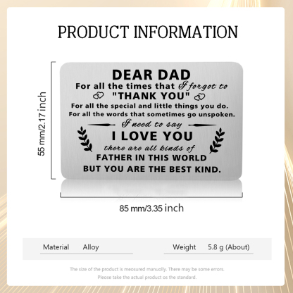 Father’s Day Engraved Wallet Card from Daughter –  Keepsake for Dad | Lorajewel