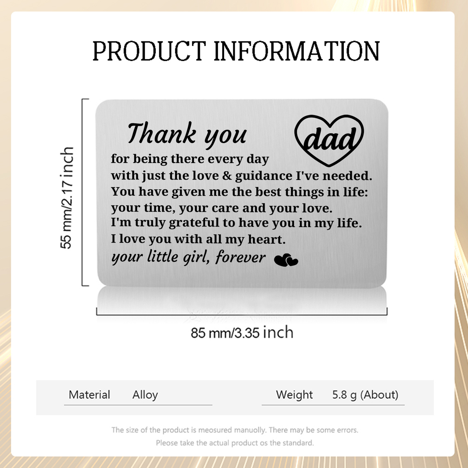 Father’s Day Engraved Wallet Card from Daughter –  Keepsake for Dad | Lorajewel