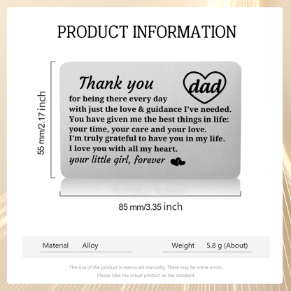 Father’s Day Engraved Wallet Card from Daughter –  Keepsake for Dad | Lorajewel