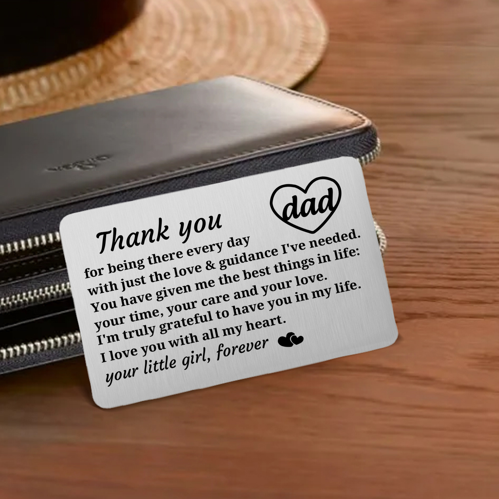 Father’s Day Engraved Wallet Card from Daughter –  Keepsake for Dad | Lorajewel