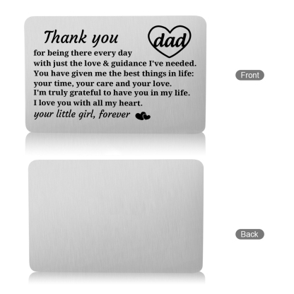 Father’s Day Engraved Wallet Card from Daughter –  Keepsake for Dad | Lorajewel