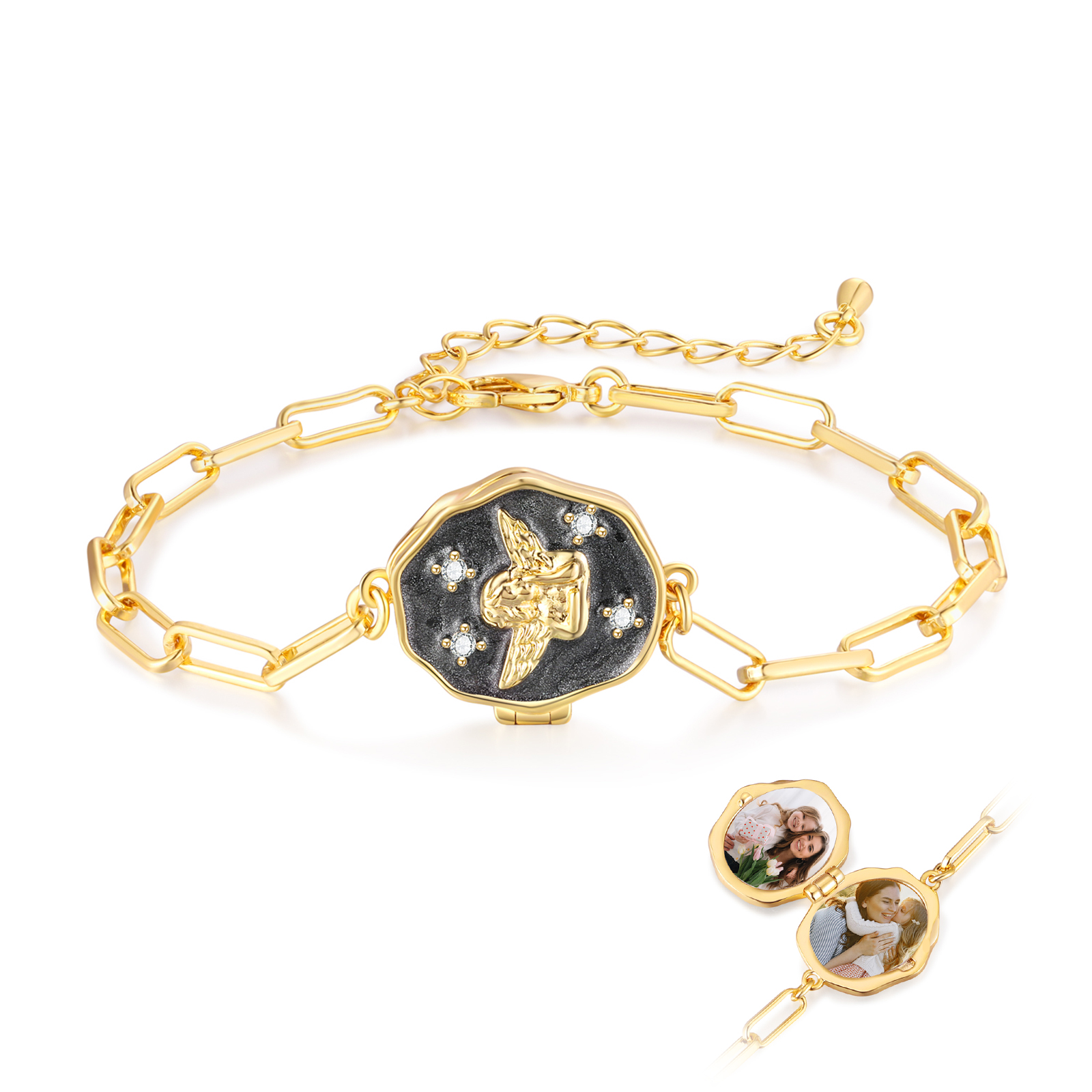 Personalized Angel Medallion Photo Locket Bracelet