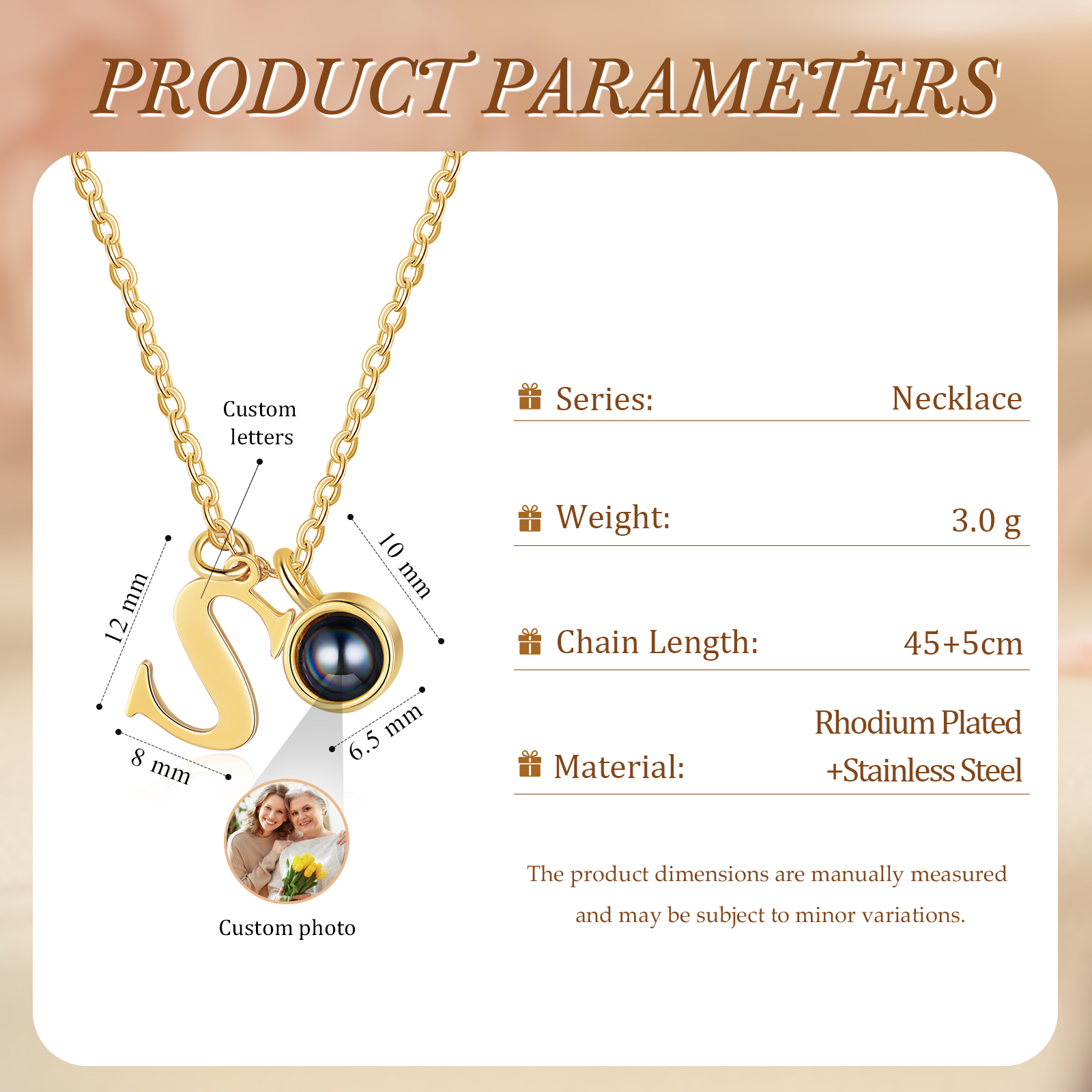 Personalized Initial & Photo Projection Necklace