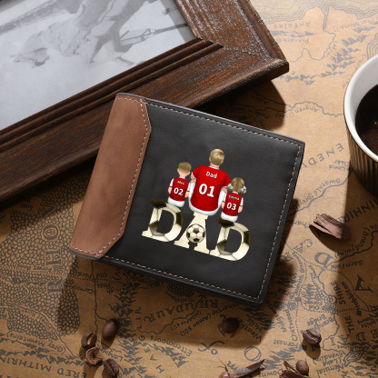 Personalized Dad Wallet Custom 1-4 Names Soccer Wallet Gift for Dad | Lorajewel