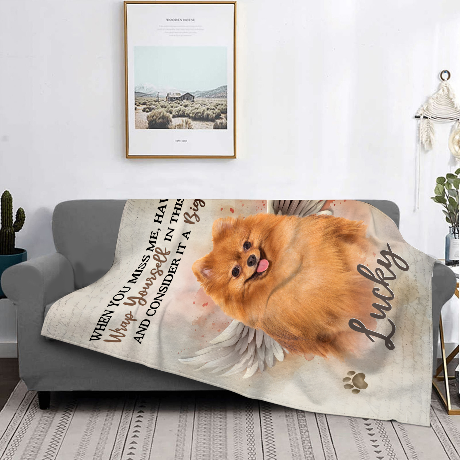 Personalized Memorial Pet Blanket Custom Name & Photo Flannel Gifts for Pet Lover
