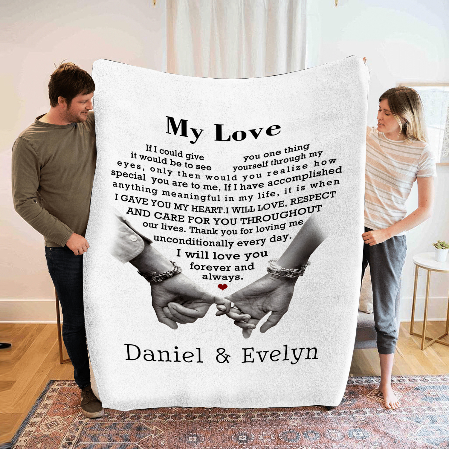 Personalized Couple Blanket with Pinky Promise A Heartfelt Keepsake with Your Names