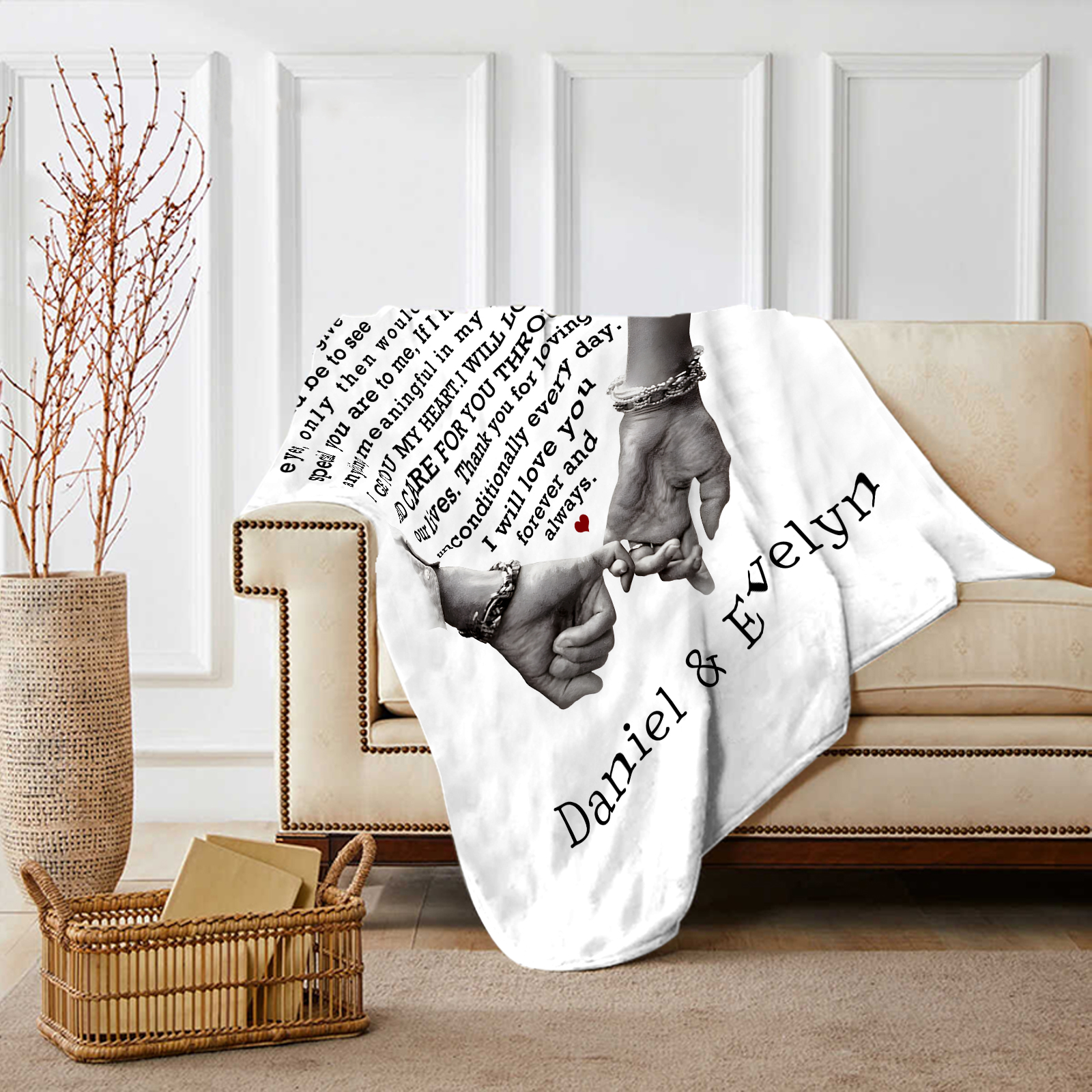 Personalized Couple Blanket with Pinky Promise A Heartfelt Keepsake with Your Names
