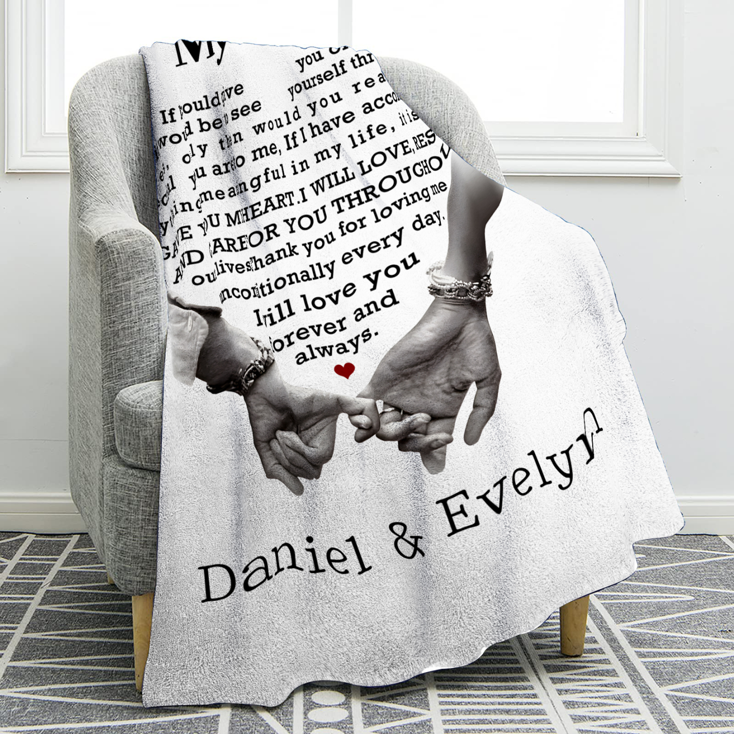 Personalized Couple Blanket with Pinky Promise A Heartfelt Keepsake with Your Names