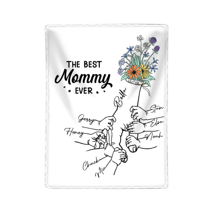Personalized Hand and Flower Blanket with Custom 8 Names Family Gift
