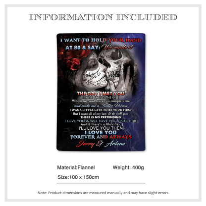 Personalized Couple Blanket Forever Love Skull Design with Custom Name