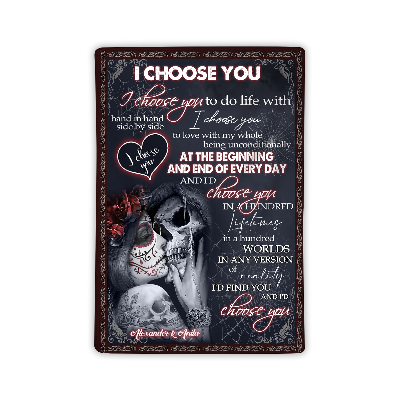 Personalized Couple Blanket with Names "I Choose You" Memorial Valentine's Gift