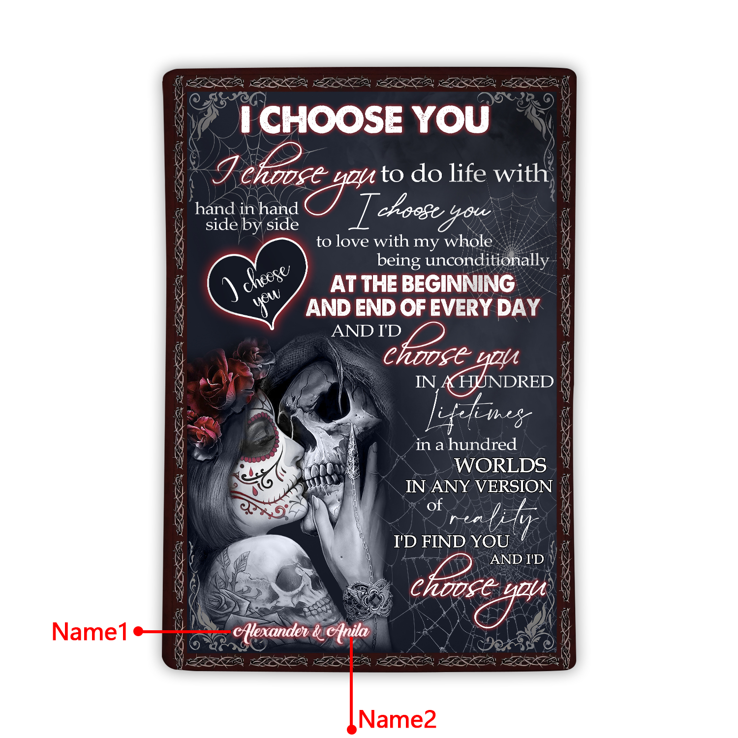 Personalized Couple Blanket with Names "I Choose You" Memorial Valentine's Gift