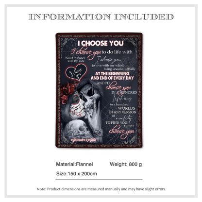 Personalized Couple Blanket with Names "I Choose You" Memorial Valentine's Gift