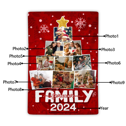 Personalized Christmas Tree Photo Blanket Custom Family Photo Blanket 2024 Holiday Gift