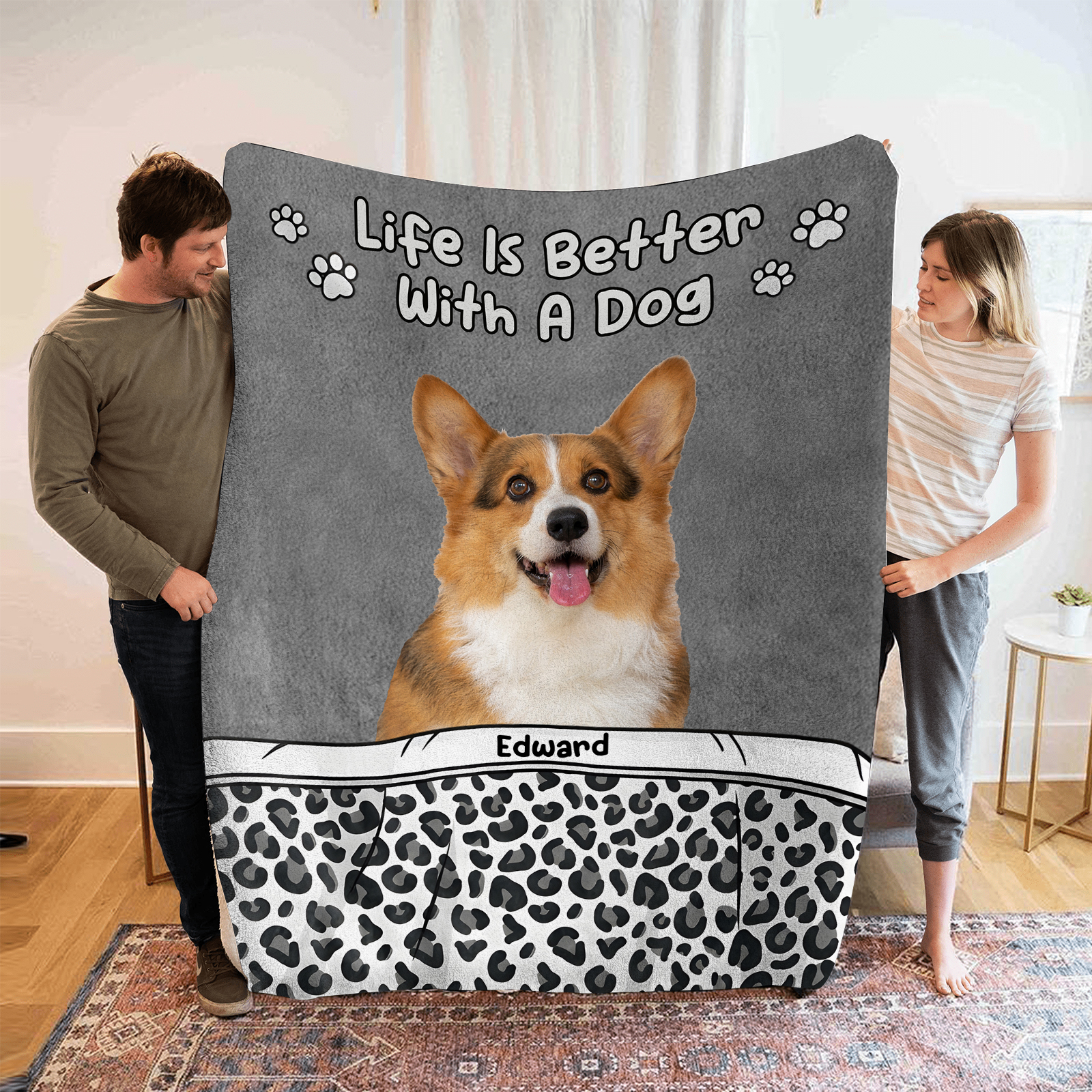 Personalized Dog Blanket with Custom Name & Photo Perfect Gift for Pet Lovers
