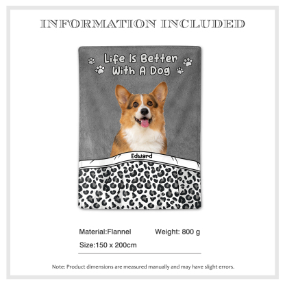 Personalized Dog Blanket with Custom Name & Photo Perfect Gift for Pet Lovers