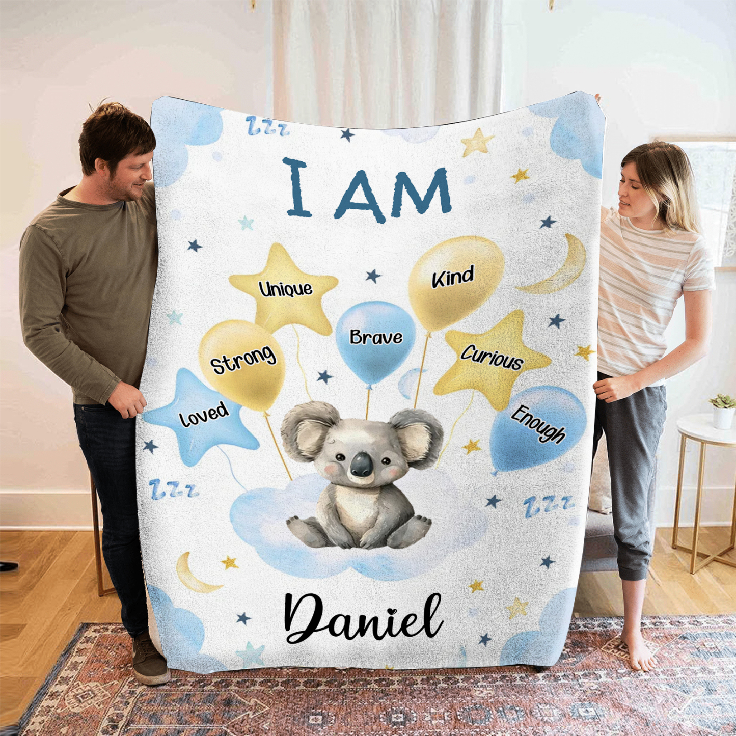 Personalized 1 Name Flannel Blanket in Pink with 10 Different Cute Animal Motifs Cuddly Kids Blanket for Girls