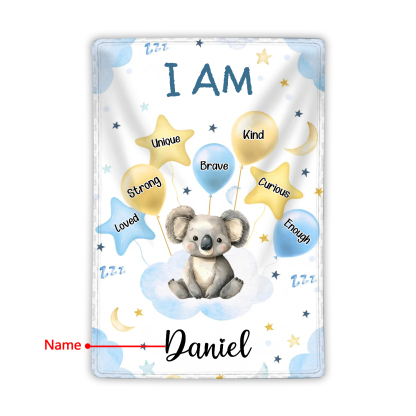 Personalized 1 Name Flannel Blanket in Pink with 10 Different Cute Animal Motifs Cuddly Kids Blanket for Girls