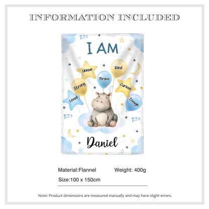 Personalized 1 Name Flannel Blanket in Pink with 10 Different Cute Animal Motifs Cuddly Kids Blanket for Girls