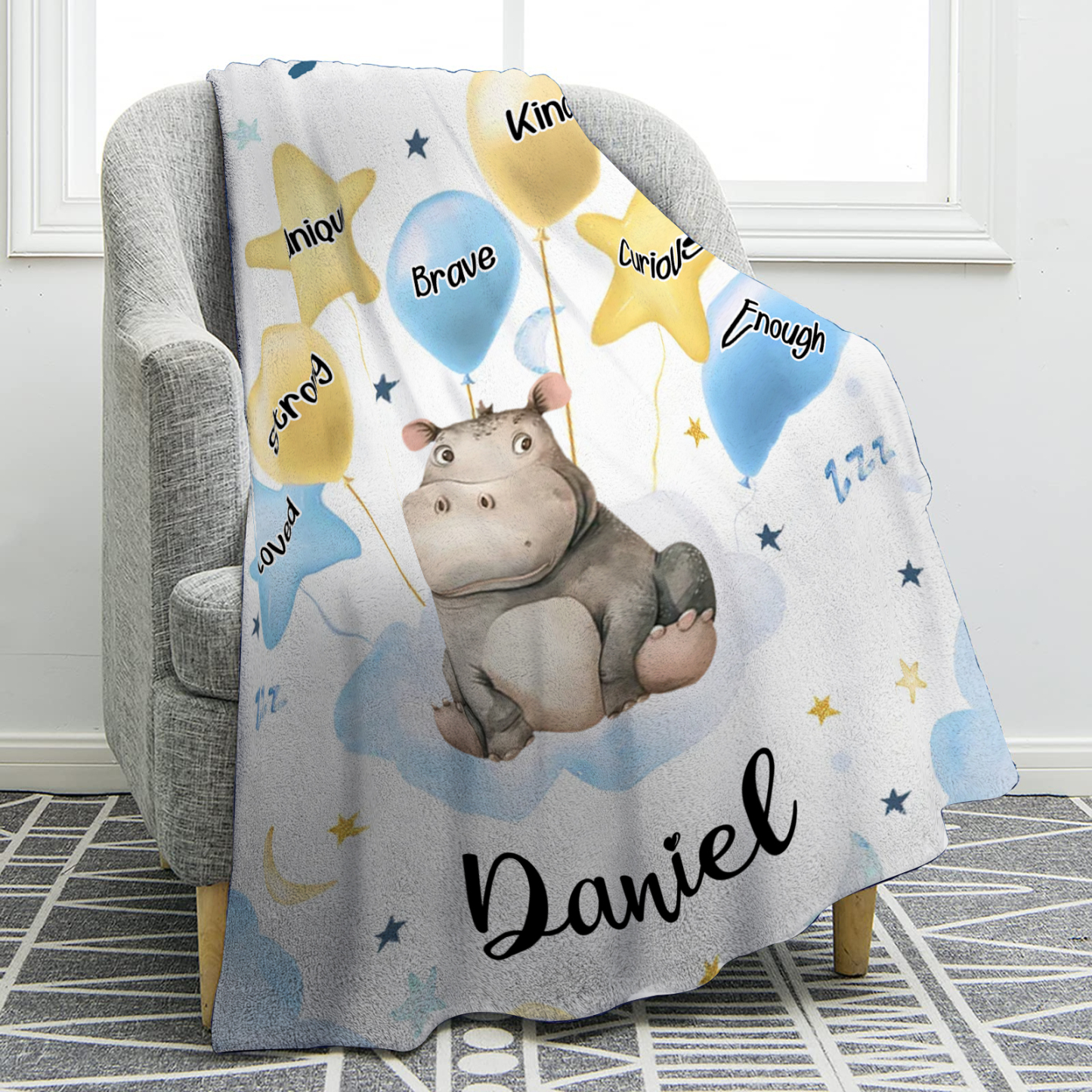 Personalized 1 Name Flannel Blanket in Pink with 10 Different Cute Animal Motifs Cuddly Kids Blanket for Girls
