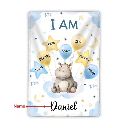 Personalized 1 Name Flannel Blanket in Pink with 10 Different Cute Animal Motifs Cuddly Kids Blanket for Girls