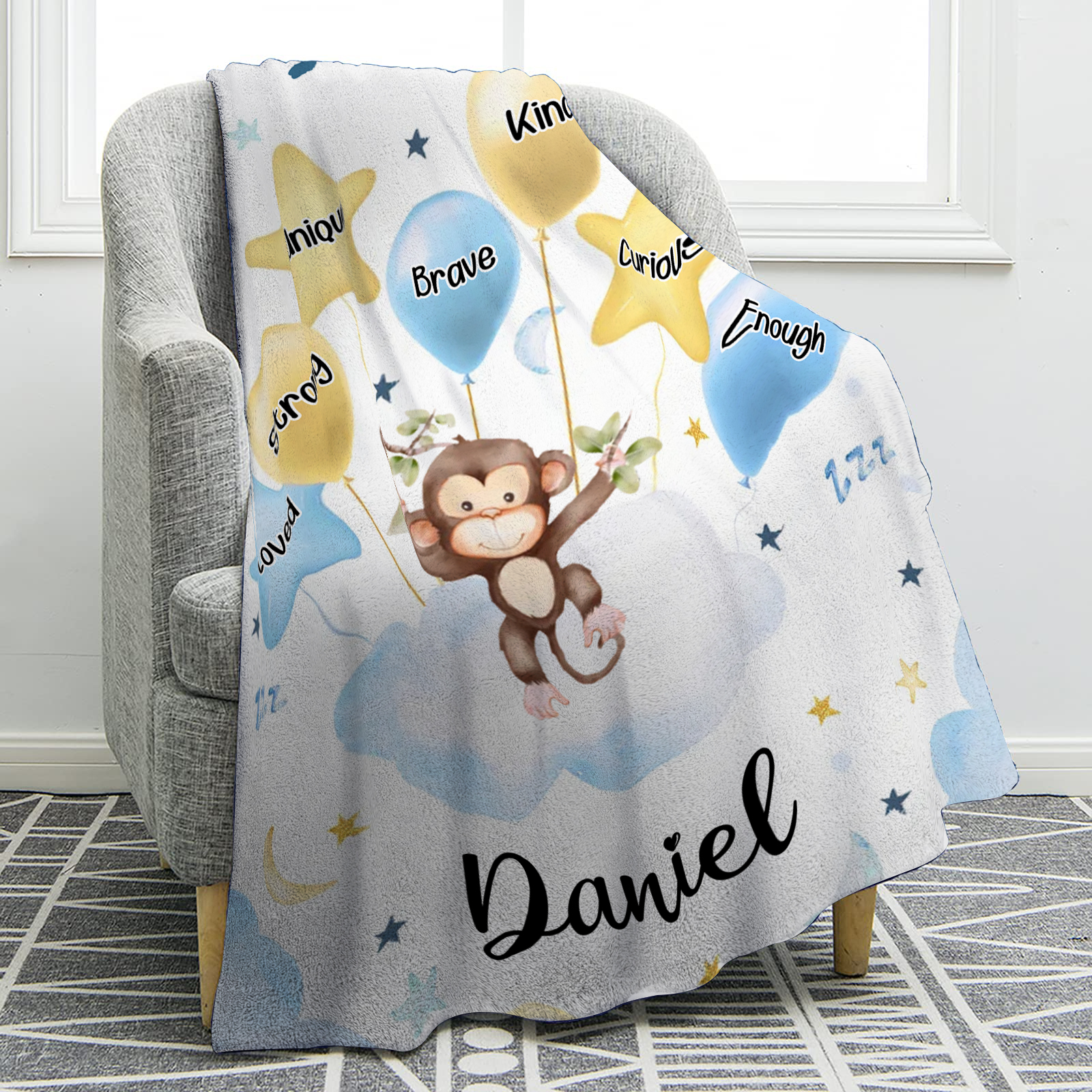 Personalized 1 Name Flannel Blanket in Pink with 10 Different Cute Animal Motifs Cuddly Kids Blanket for Girls