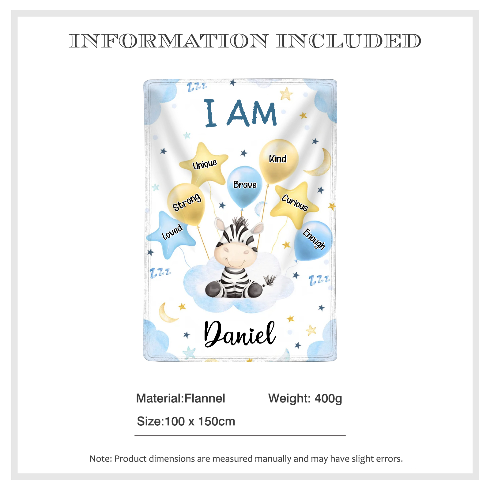 Personalized 1 Name Flannel Blanket in Pink with 10 Different Cute Animal Motifs Cuddly Kids Blanket for Girls