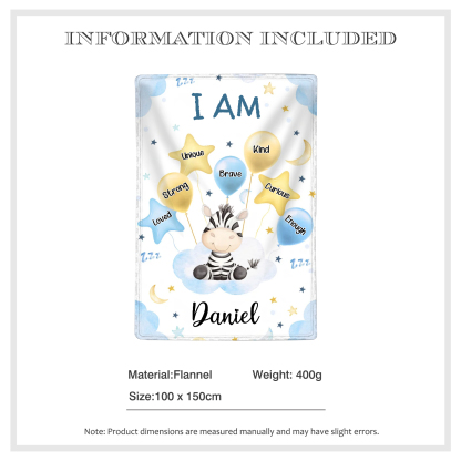 Personalized 1 Name Flannel Blanket in Pink with 10 Different Cute Animal Motifs Cuddly Kids Blanket for Girls