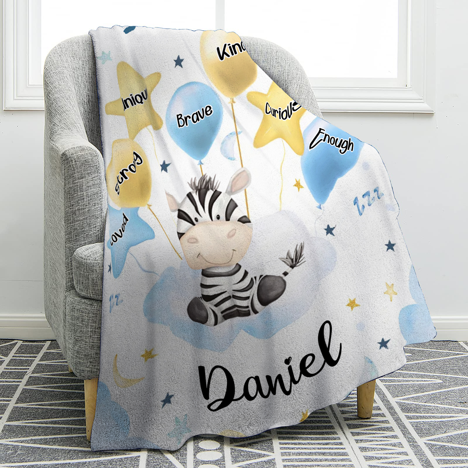 Personalized 1 Name Flannel Blanket in Pink with 10 Different Cute Animal Motifs Cuddly Kids Blanket for Girls