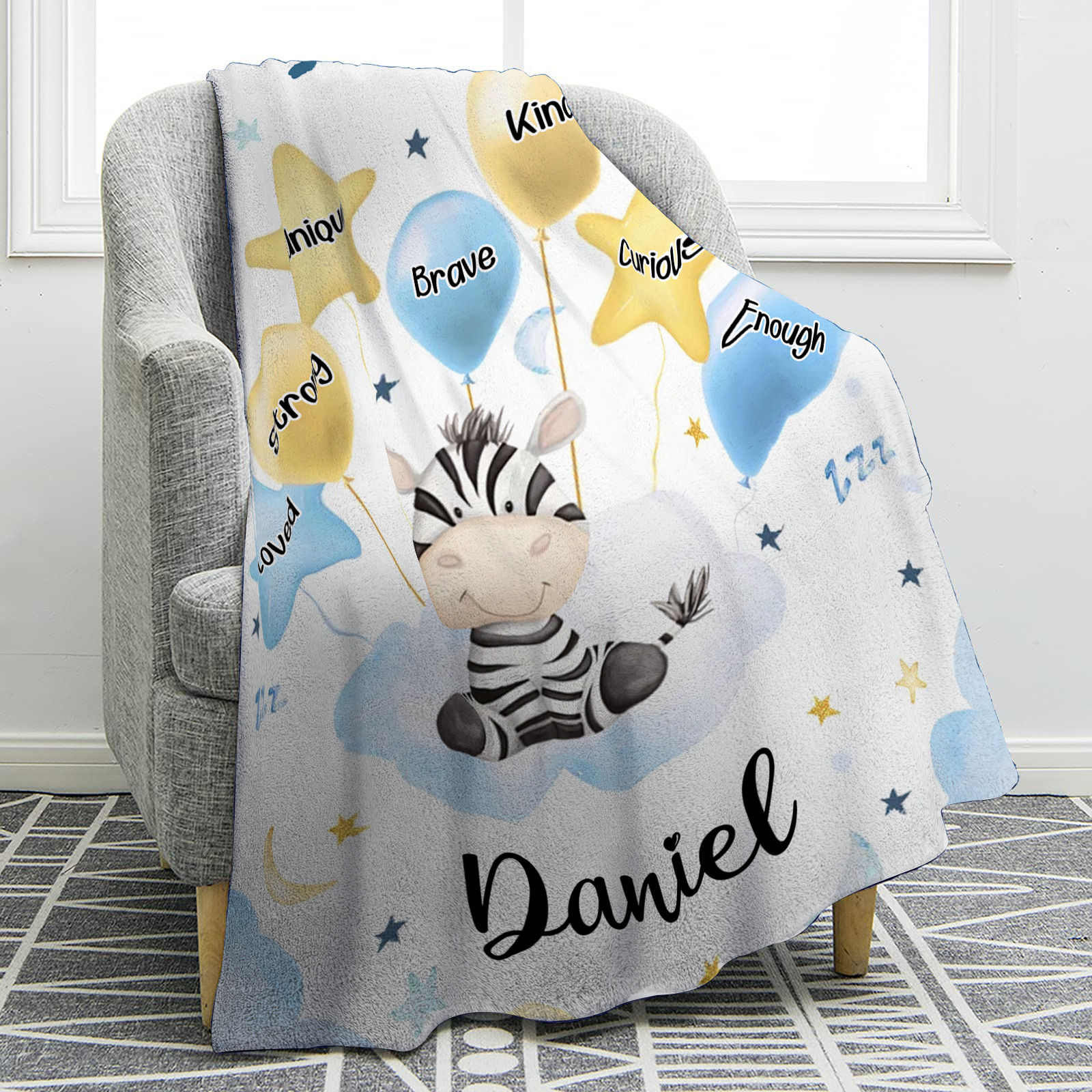 Personalized 1 Name Flannel Blanket in Pink with 10 Different Cute Animal Motifs Cuddly Kids Blanket for Girls