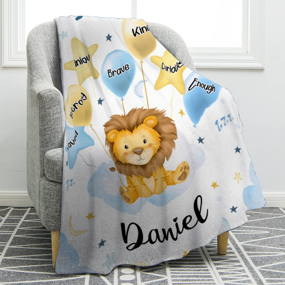 Personalized 1 Name Flannel Blanket in Pink with 10 Different Cute Animal Motifs Cuddly Kids Blanket for Girls