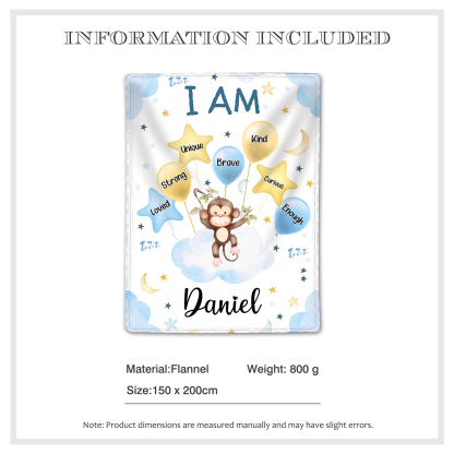 Personalized 1 Name Flannel Blanket in Pink with 10 Different Cute Animal Motifs Cuddly Kids Blanket for Girls