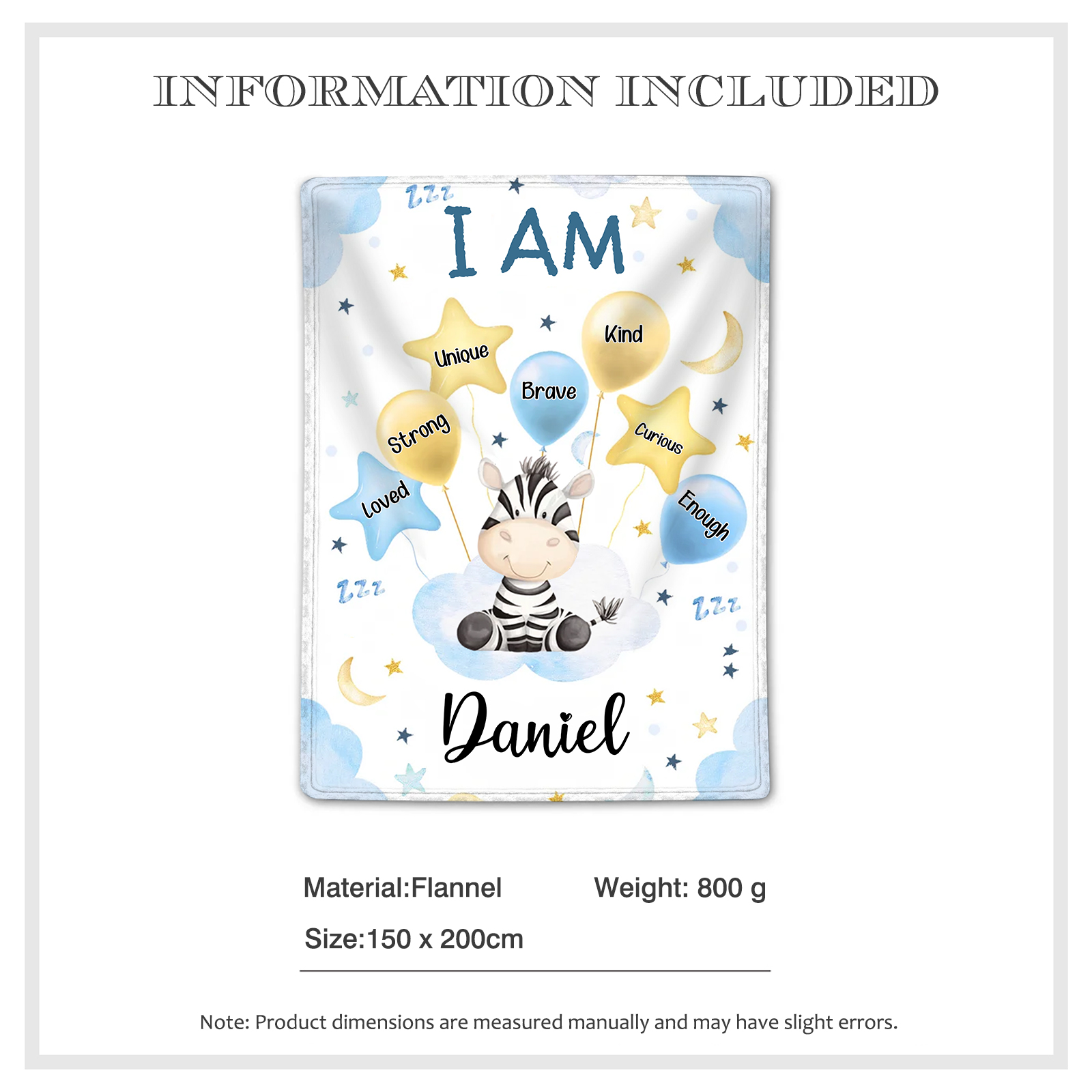 Personalized 1 Name Flannel Blanket in Pink with 10 Different Cute Animal Motifs Cuddly Kids Blanket for Girls