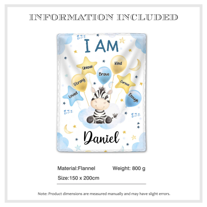 Personalized 1 Name Flannel Blanket in Pink with 10 Different Cute Animal Motifs Cuddly Kids Blanket for Girls