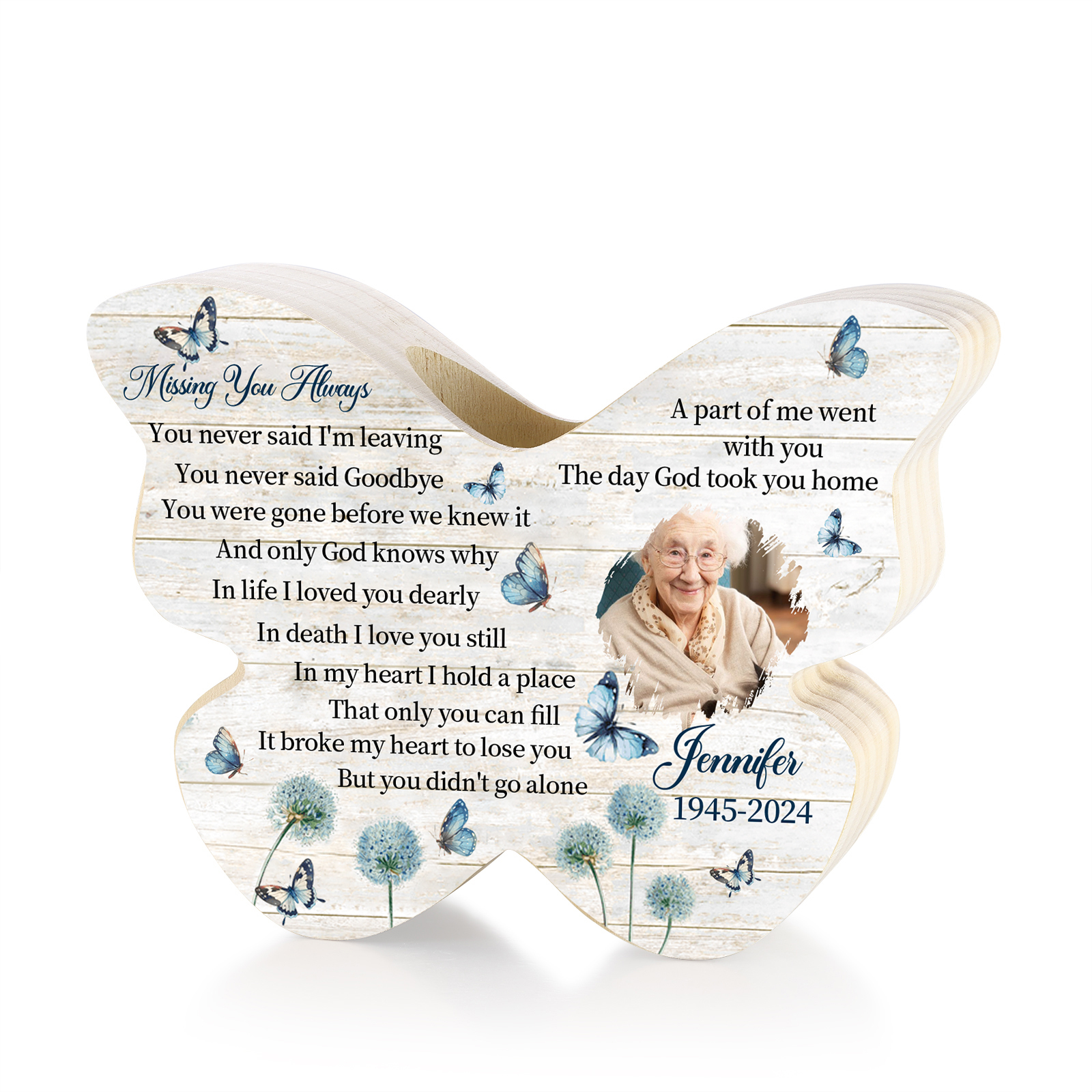 Personalized Butterfly Candle Holder with Custom Photo Name & Date A Unique Memorial Gift for Christmas