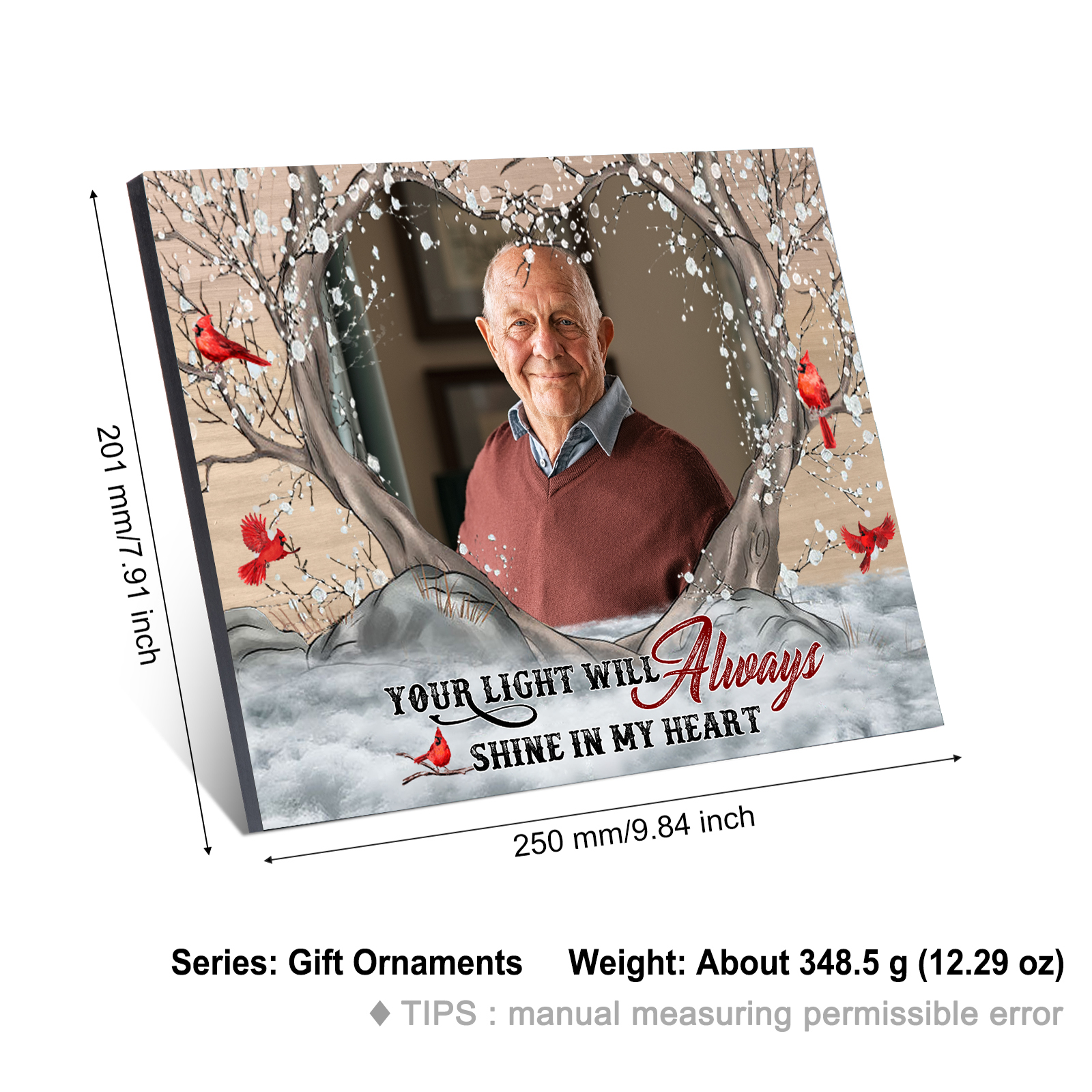 Personalized Wooden Plaque with Photo Home Decor Memorial Gifts - Your Light Will Always Shine In My Heart