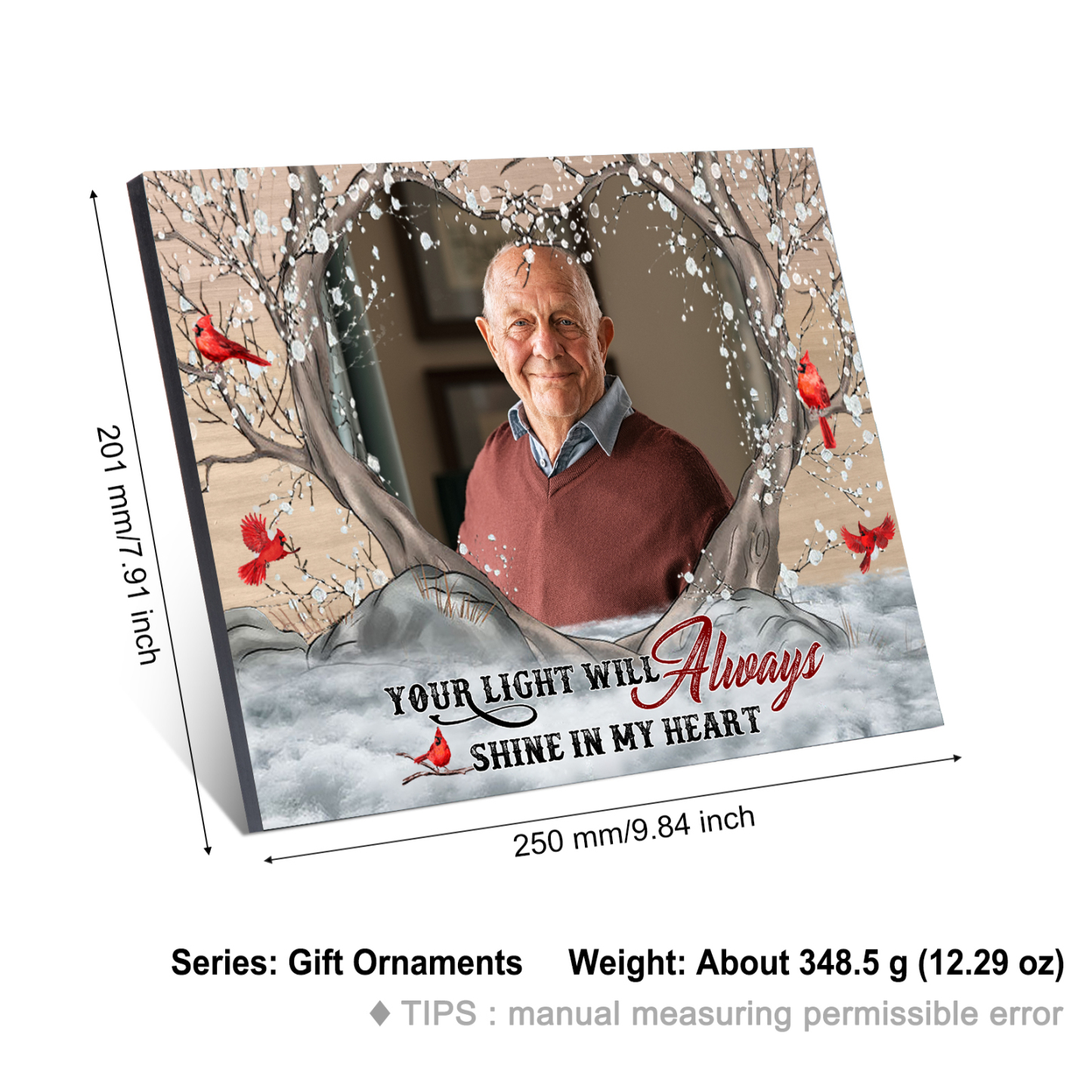 Personalized Wooden Plaque with Photo Home Decor Memorial Gifts - Your Light Will Always Shine In My Heart