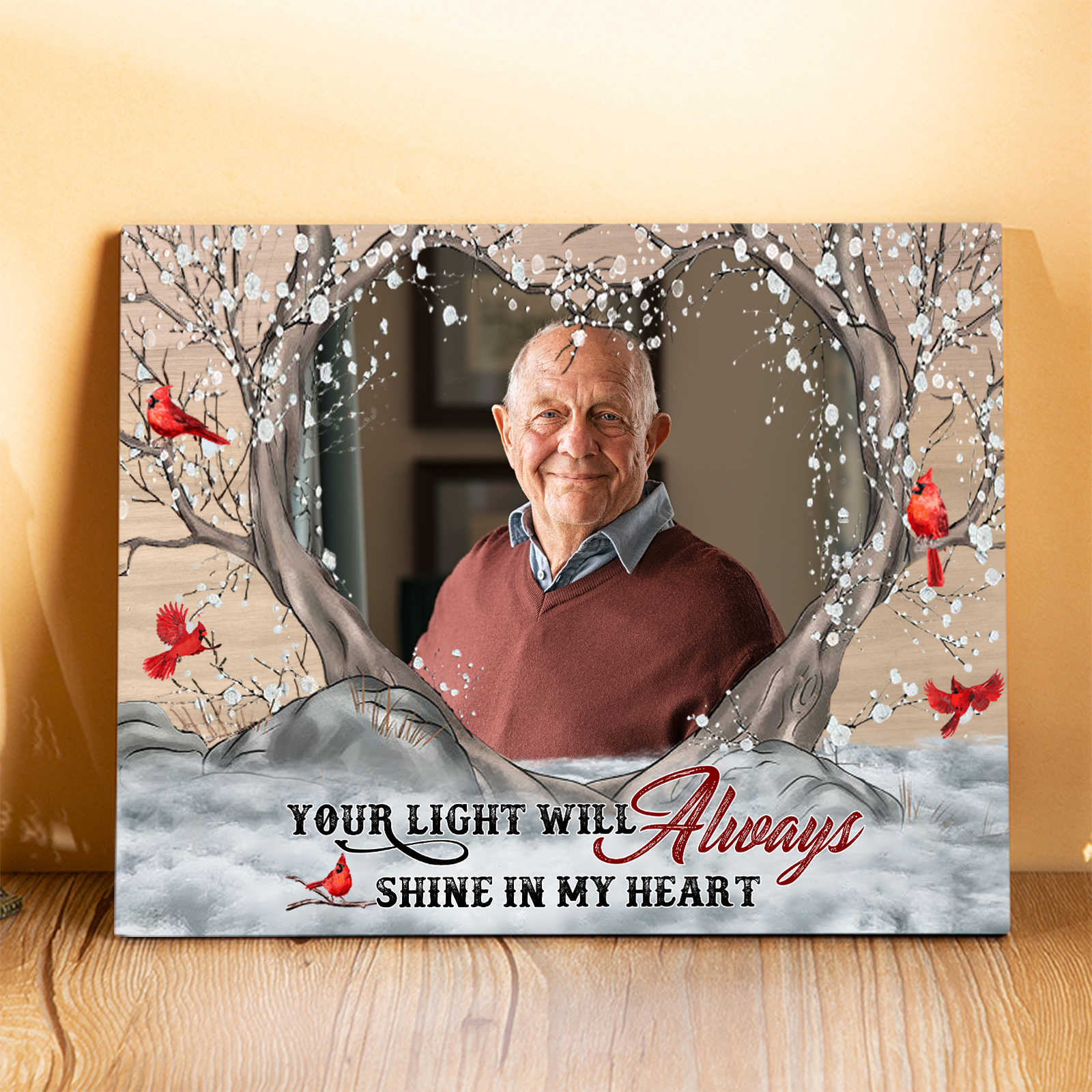 Personalized Wooden Plaque with Photo Home Decor Memorial Gifts - Your Light Will Always Shine In My Heart