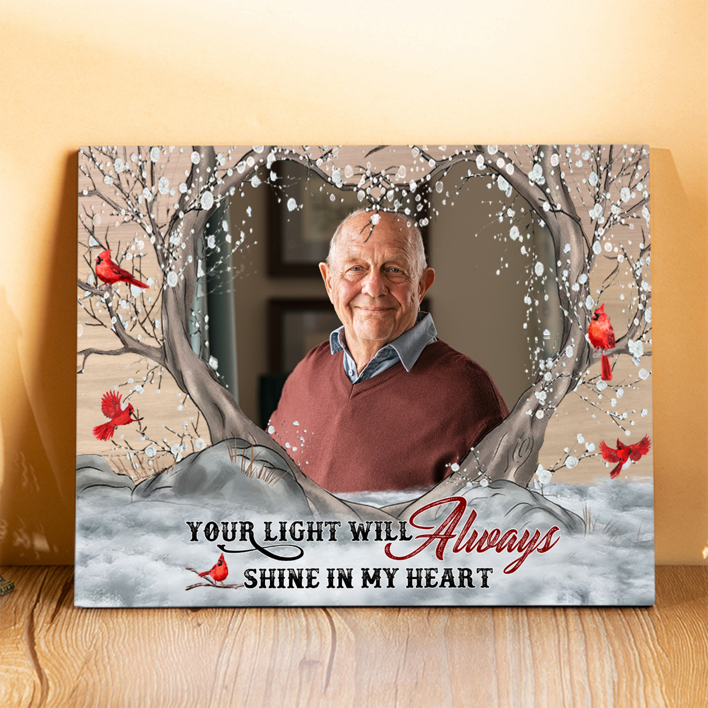 Personalized Wooden Plaque with Photo Home Decor Memorial Gifts - Your Light Will Always Shine In My Heart