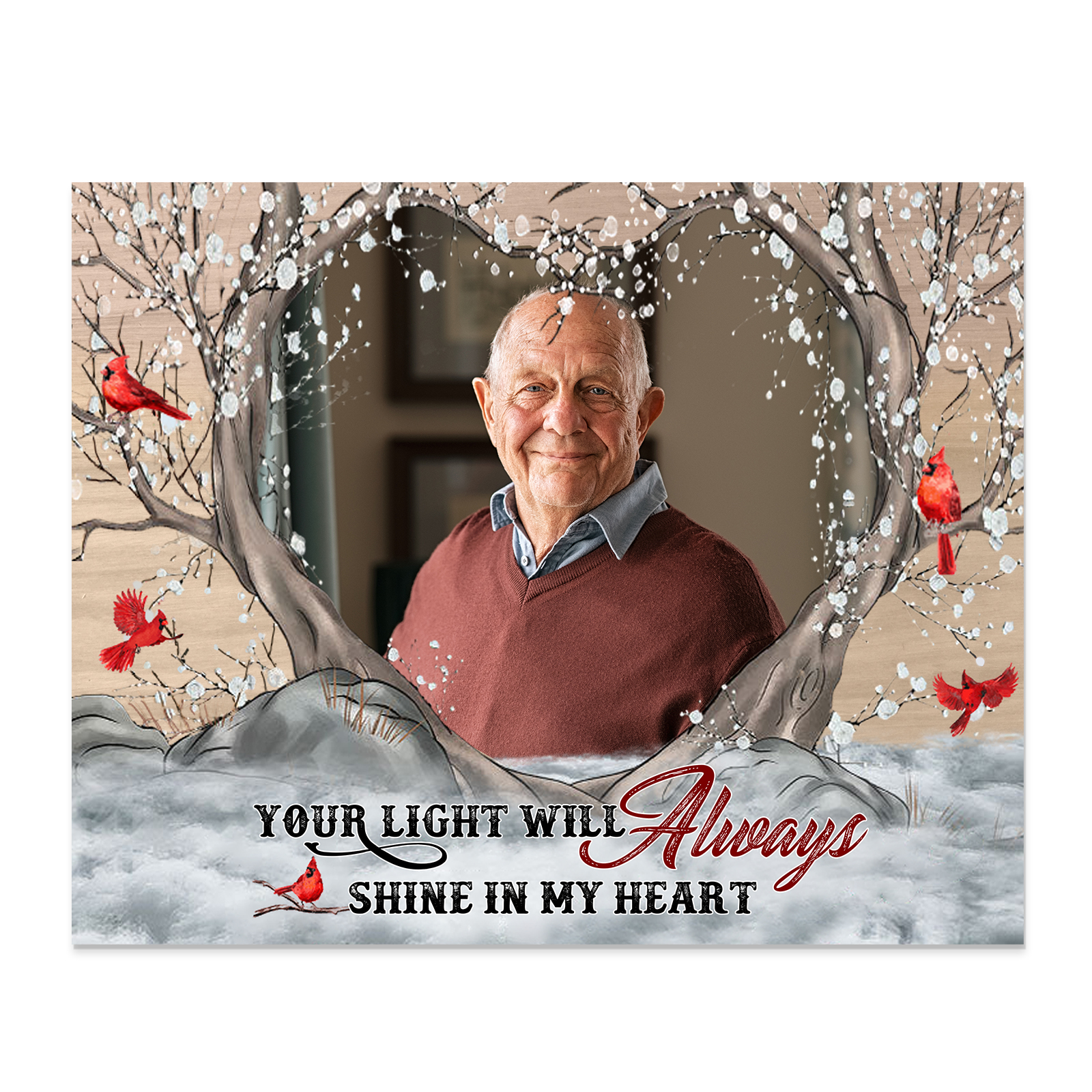 Personalized Wooden Plaque with Photo Home Decor Memorial Gifts - Your Light Will Always Shine In My Heart
