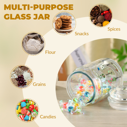 Personalized Candy Jar Customized 2 to 6 Names and Birth Flowers Gift for Family