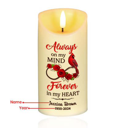 Personalized Cardinal & Infinity LED Candle Custom Name & Year Christmas Gift