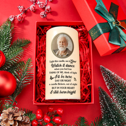 Custom Photo I’m Right Here Inside Your Heart Memorial Personalized Custom LED Candle Sympathy Gift Christmas Gift For Family Members