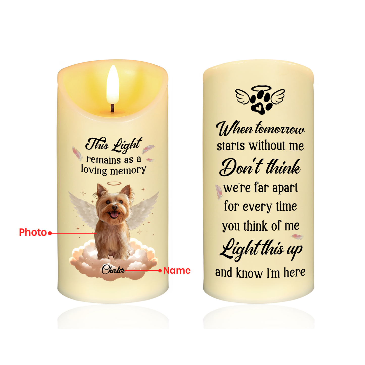 Custom Photo Pets Make Our Lives Whole Memorial Personalized Custom LED Candle Sympathy Gift Christmas Gift For Pet Owners